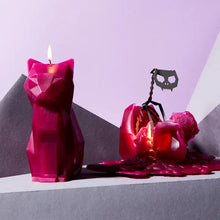 Load image into Gallery viewer, Pyropet Kisa Burgundy Cat Skeleton Candle
