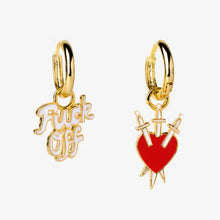 Load image into Gallery viewer, Fuck Off & Heart/Daggers Hoop Earrings