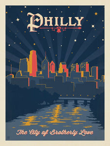 Philly Skyline Vintage Travel Print