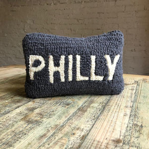 Charcoal Philly Hooked Wool Pillow