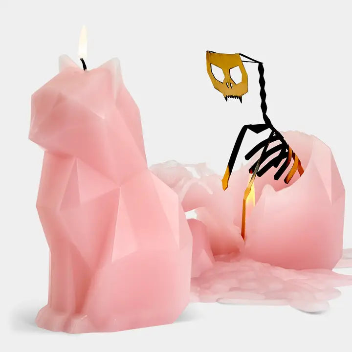 Pyropet Kisa Pink Cat Skeleton Candle