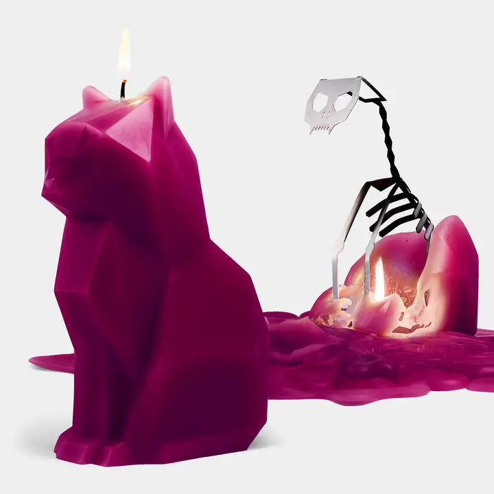 Pyropet Kisa Burgundy Cat Skeleton Candle