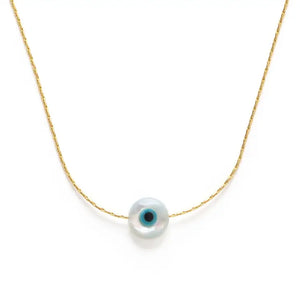 Mother of Pearl Evil Eye Necklacee