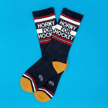 Load image into Gallery viewer, Horny For Hockey Gym Crew Socks
