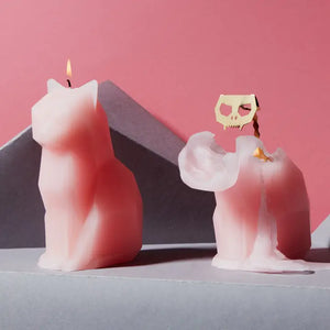 Pyropet Kisa Pink Cat Skeleton Candle