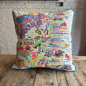 Hand-Embroidered Jersey Shore Pillow