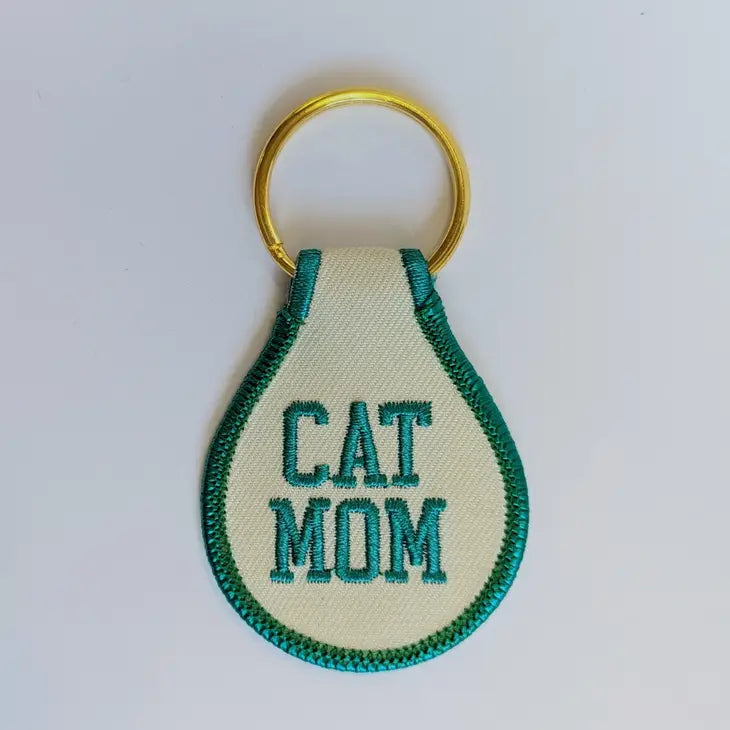 Cat Mom Embroidered Key Tag