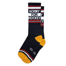 Load image into Gallery viewer, Horny For Hockey Gym Crew Socks
