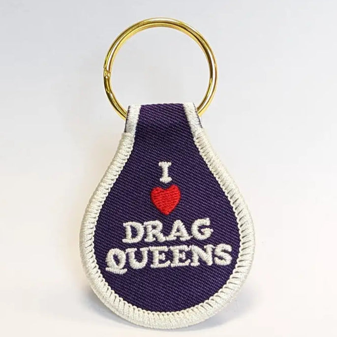 I Heart Drag Queens Embroidered Key Tag