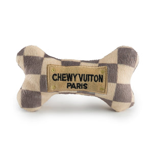 Checker Chewy Vuiton Bone Dog Toy - Small