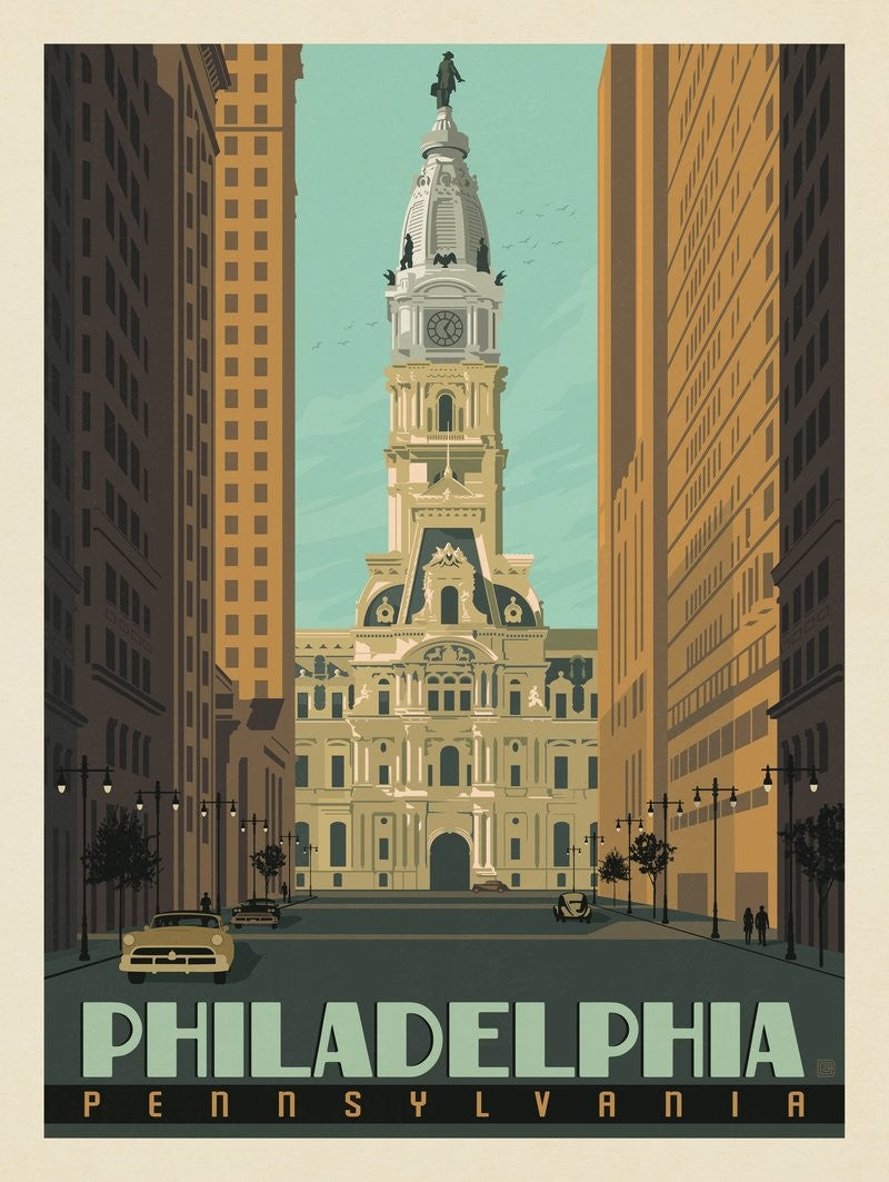 City Hall Vintage Travel Print