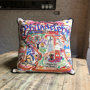 Hand-Embroidered Philadelphia Pillow