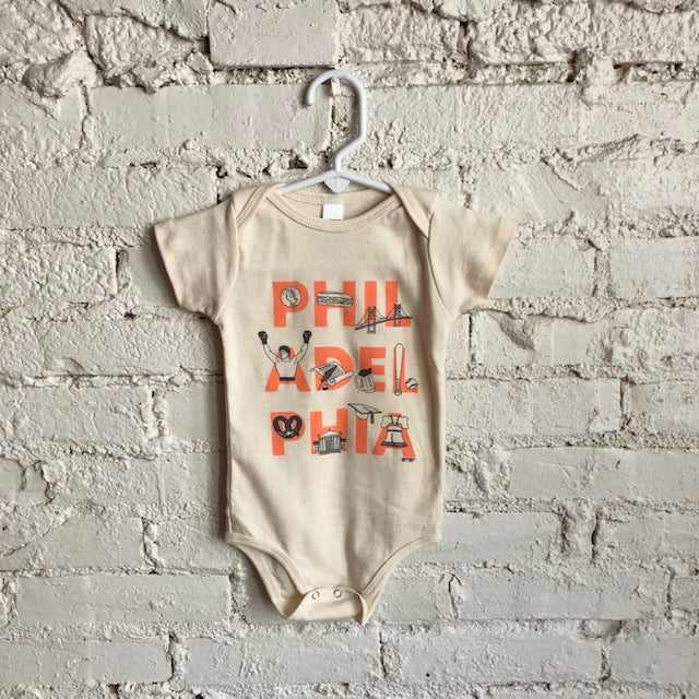 Philadelphia Font Onesie - Orange