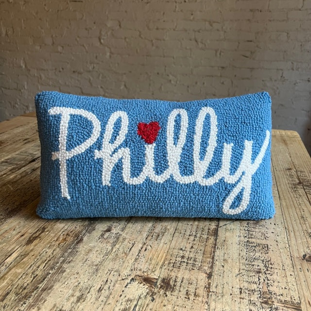 Philly Script Hooked Wool Pillow