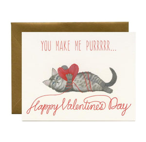 Purring Kitten Valentines Card