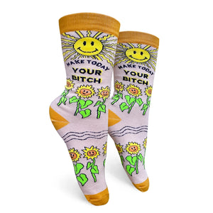 Groovy Things Women's Crew Socks - Make Today Your Bitch - One Size