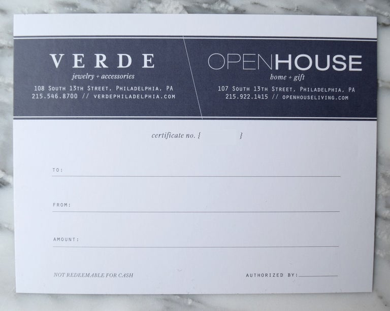In-Store Gift Certificate - Open House & Verde