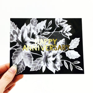Black & White Floral Anniversary Card