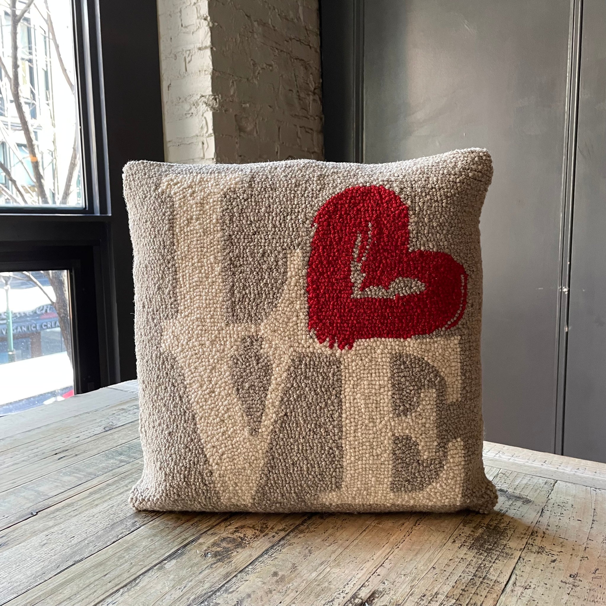 Love Hooked Wool Pillow