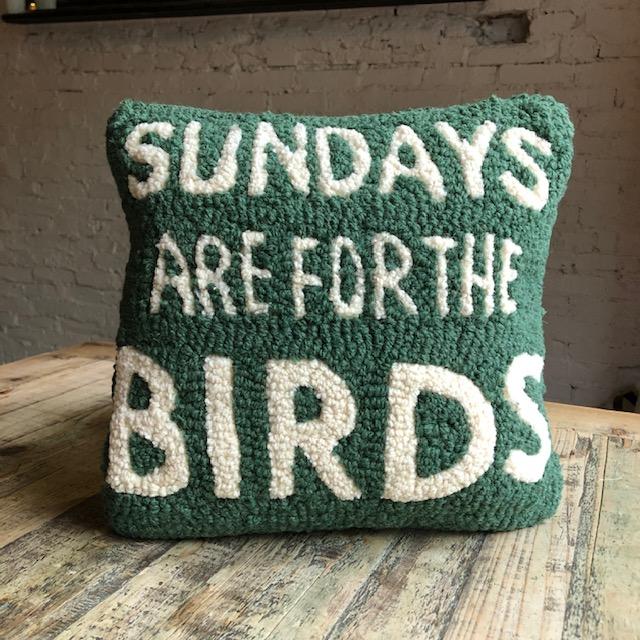 For The Birds Hooked Wool Pillow