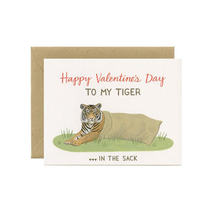 Tiger in the Sack Valentines Card